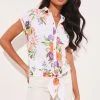 Lipsy Short Sleeved Tie Front Button Up Shirt