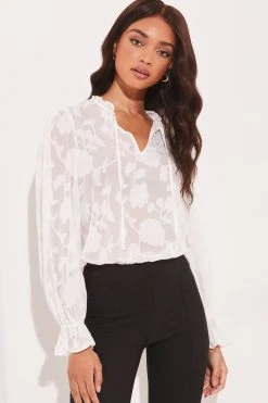 Lipsy Floral Burnout Sheer Blouse