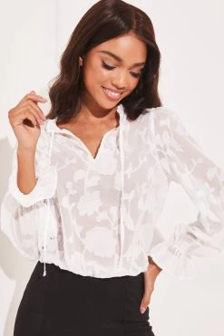 Lipsy Floral Burnout Sheer Blouse -Next Sales Q34430s4