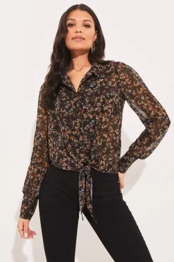 Lipsy Tie Front Chiffon Shirt