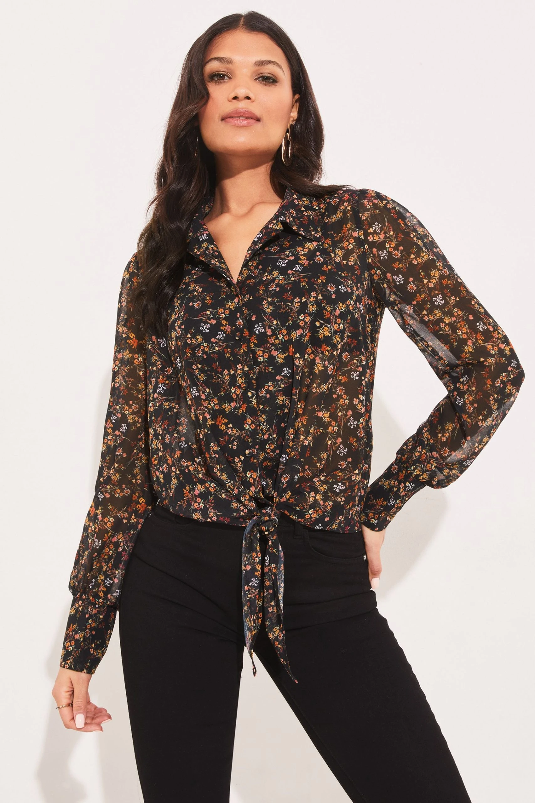 Lipsy Tie Front Chiffon Shirt
