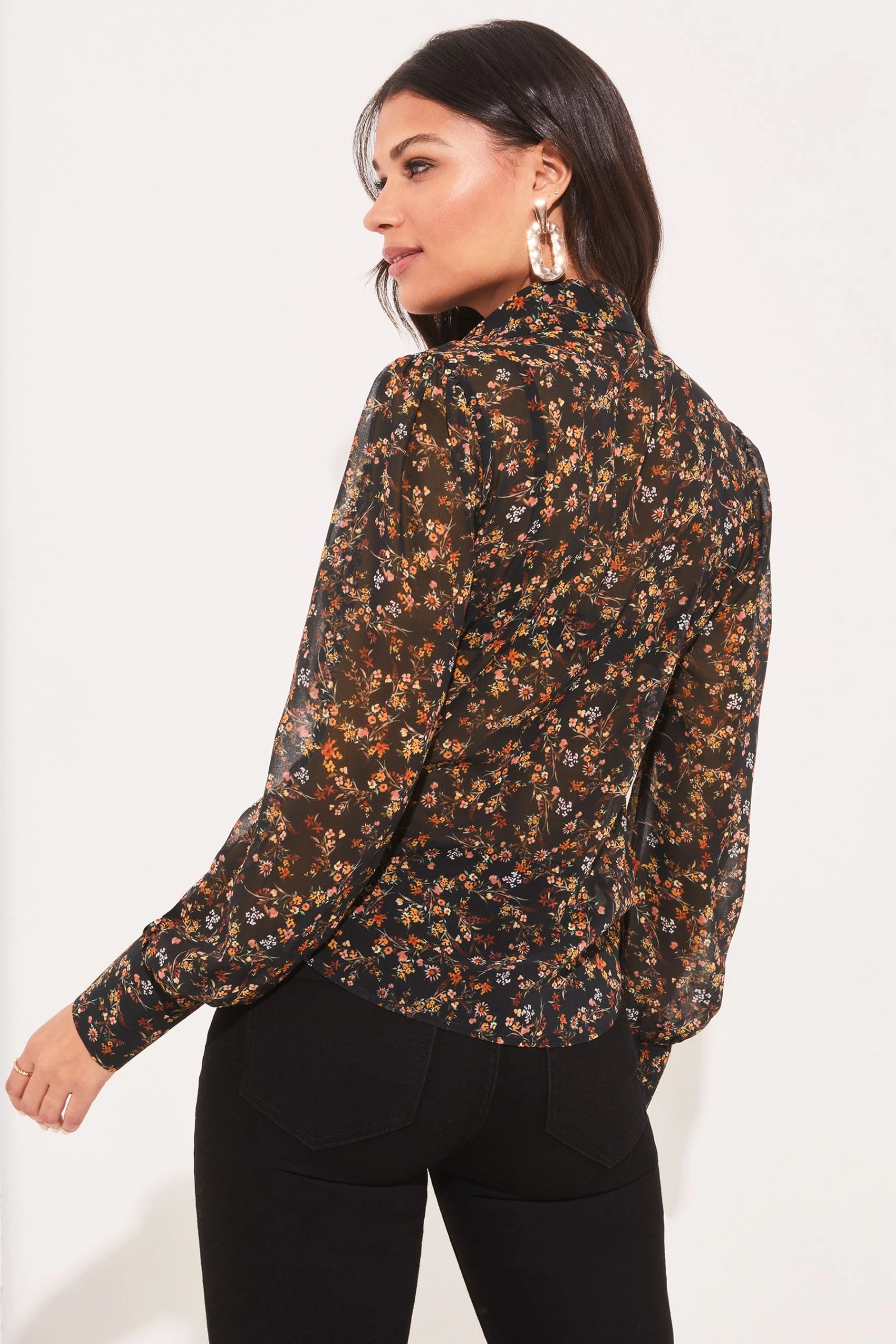 Lipsy Tie Front Chiffon Shirt - Image 2