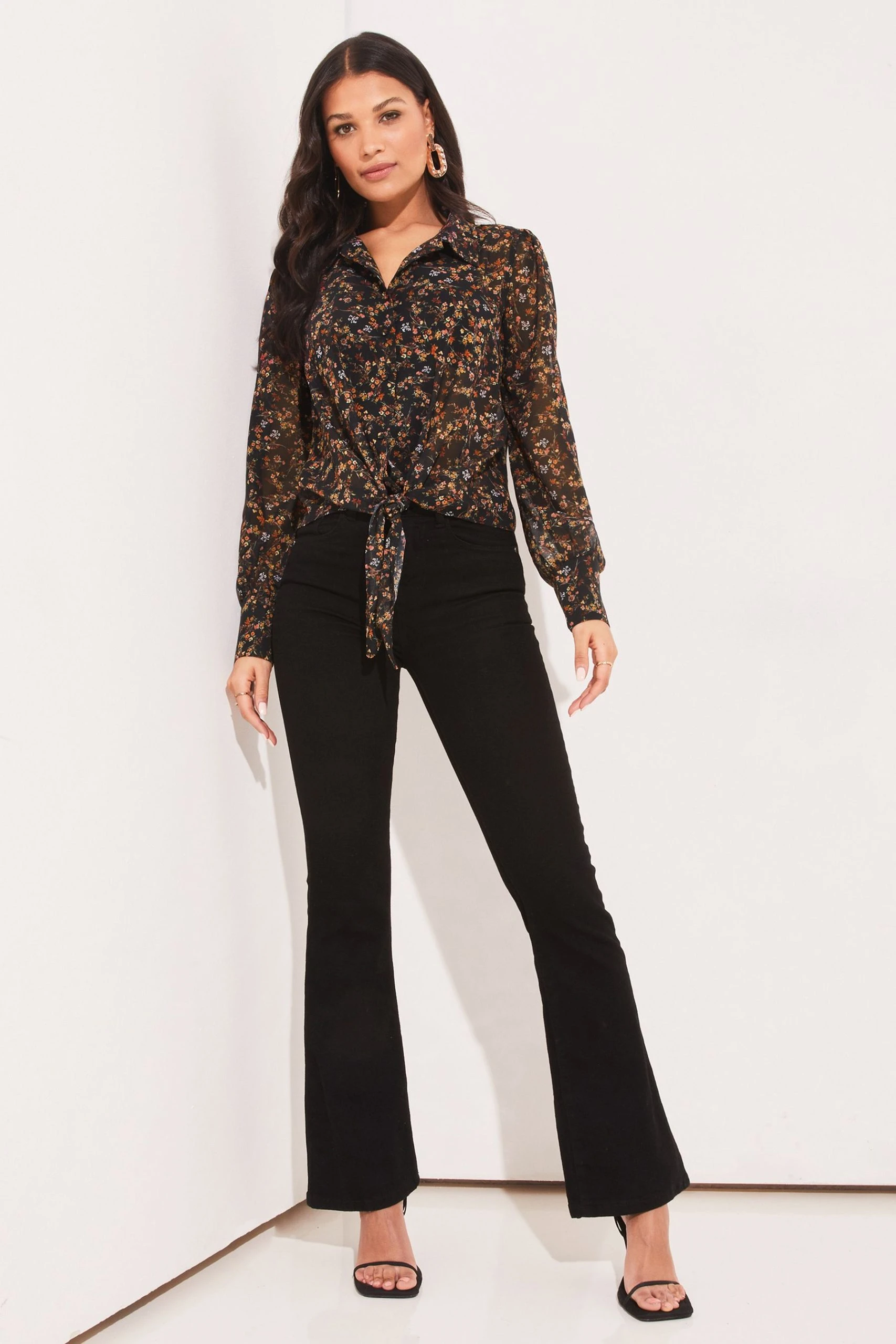 Lipsy Tie Front Chiffon Shirt - Image 3