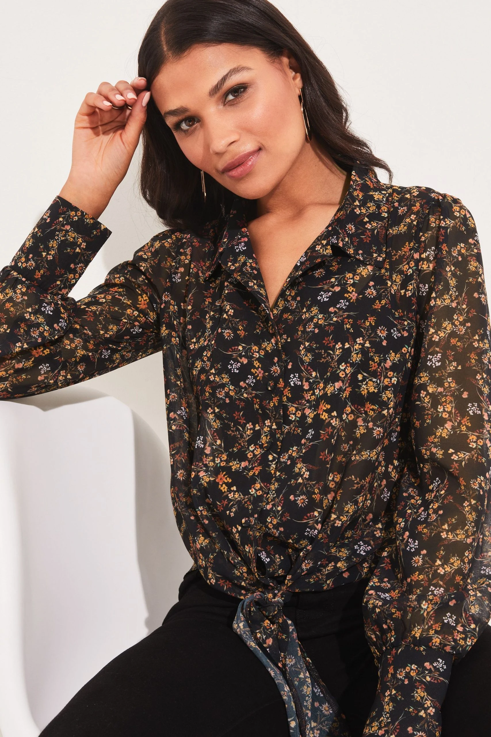 Lipsy Tie Front Chiffon Shirt - Image 4