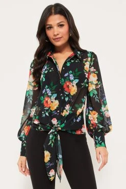 Lipsy Tie Front Chiffon Shirt