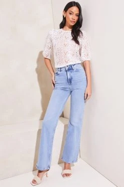 Lipsy All Over Lace Short Sleeve Woven Top -Next Sales Q38703s3