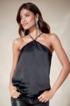 Lipsy Diamante Trim Halter Top
