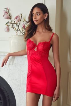 Lipsy Red Embroidered Cupped Slip 3 Lipsy Red Embroidered Cupped Slip -Next Sales T65273s4